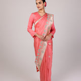 Coral Sage Trellis Saree