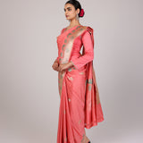 Coral Sage Trellis Saree