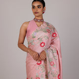 Blush Rose Scallop Embroidery Saree