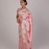 Blush Rose Scallop Embroidery Saree