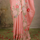 Blush Rose Scallop Embroidery Saree