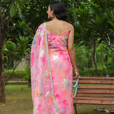 Multicolour Pink Georgette Floral Embroidered Kurti Set