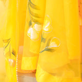 Sunflower Yellow Organza Floral Lehenga Set