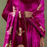 Dark Pink Foil Printed Shawl