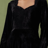Black Silk Velvet Anarkali Kurta And Pant Set