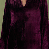 Dark Purple Silk Velvet Straight Kurta And Pant Set