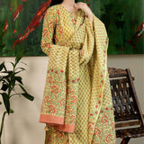 Yellow Paisley Printed  Suit Set With Floral Pattern