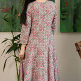 Pink Floral Suit Set With Multicolour Patterns