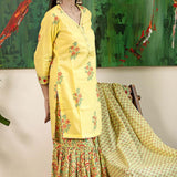 Floral Printed Yellow Cotton Sharara Set