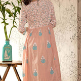 Old Rose Pink Block Printed Cotton Kurta Set With Floral Pattern