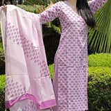 Pure Cotton Lilac Floral Printed Kurta Set