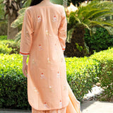 Birds Printed Peach Colour Kurta Set