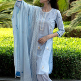 Birds Printed Light Blue Colour Kurta Set