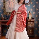 Ivory Banarasi Butty Chandary Lehenga And Dupatta Set