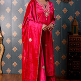 Embroidery Dark Pink Velvet Kurta Set