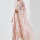 Printed Light Pink Floral Kurti Set