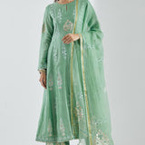 Printed Mint Green Floral Kurti Set