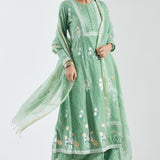 Printed Light Green Cotton Silk Floral Anarkali Set