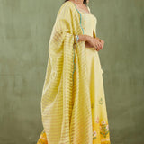 Floral Printed Yellow Lehenga Set
