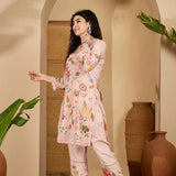 Pastel Pink Floral Cotton Printed Kurta Set