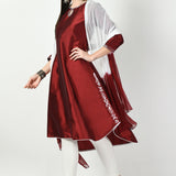 Dark Maroon Art Silk Solid Kurti Set