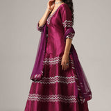 Purple Raw Silk Anarkali Set