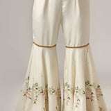 Cream French Crepe Kurti With Sharara And Dupatta