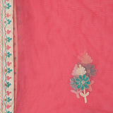 Cream Raw Silk Kurti With Pants And Netted Dupatta Set