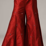Maroon Raw Silk Kurti With Sharara And Dupatta