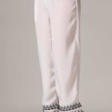 White French Crepe Kurti With Pants With Dupatta