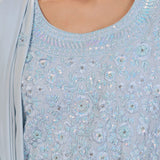Powder Blue Georgette Embroidered Sharara Set