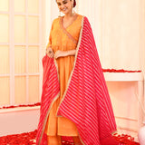 Orange Hand Embroidered Kurta And Palazzo Set