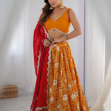 Bandhani Printed Yellow Lehenga Set With Dupatta