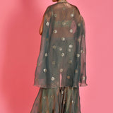 Olive Green Tissue Sharara Set
