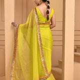 Lime Organza Gota Saree