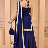 Berry Blue Georgette Sharara Set