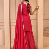 Red Georgette Sharara Set