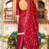 Maroon Pure Silk Kurta Set