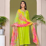 Green And Pink Georgette Kurta Set
