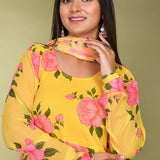 Summer Daffodil Yellow Muslin Anarkali Set
