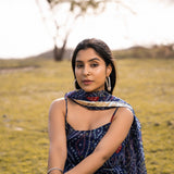 Cobalt Blue Chiffon Bandhani Anarkali Set