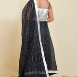 Black Cotton Silk Kurta Set With Stripes