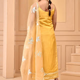 Yellow And White Silk Kurta Set