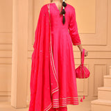 Ruby Pink Cotton Silk Kurta Set