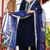 Peach Taffeta Silk Suit Set With Floral Prints