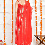 Red Georgette Lurex Kurta Set
