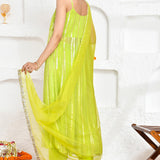 Electric Lime Green Georgette Lurex Suit Set