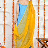Yellow Satin Kurta With Organza Dupatta