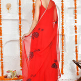 Red Georgette Anarkali Set With Printed Dupatta