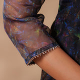 Black Organza Floral Printed Kurti Set